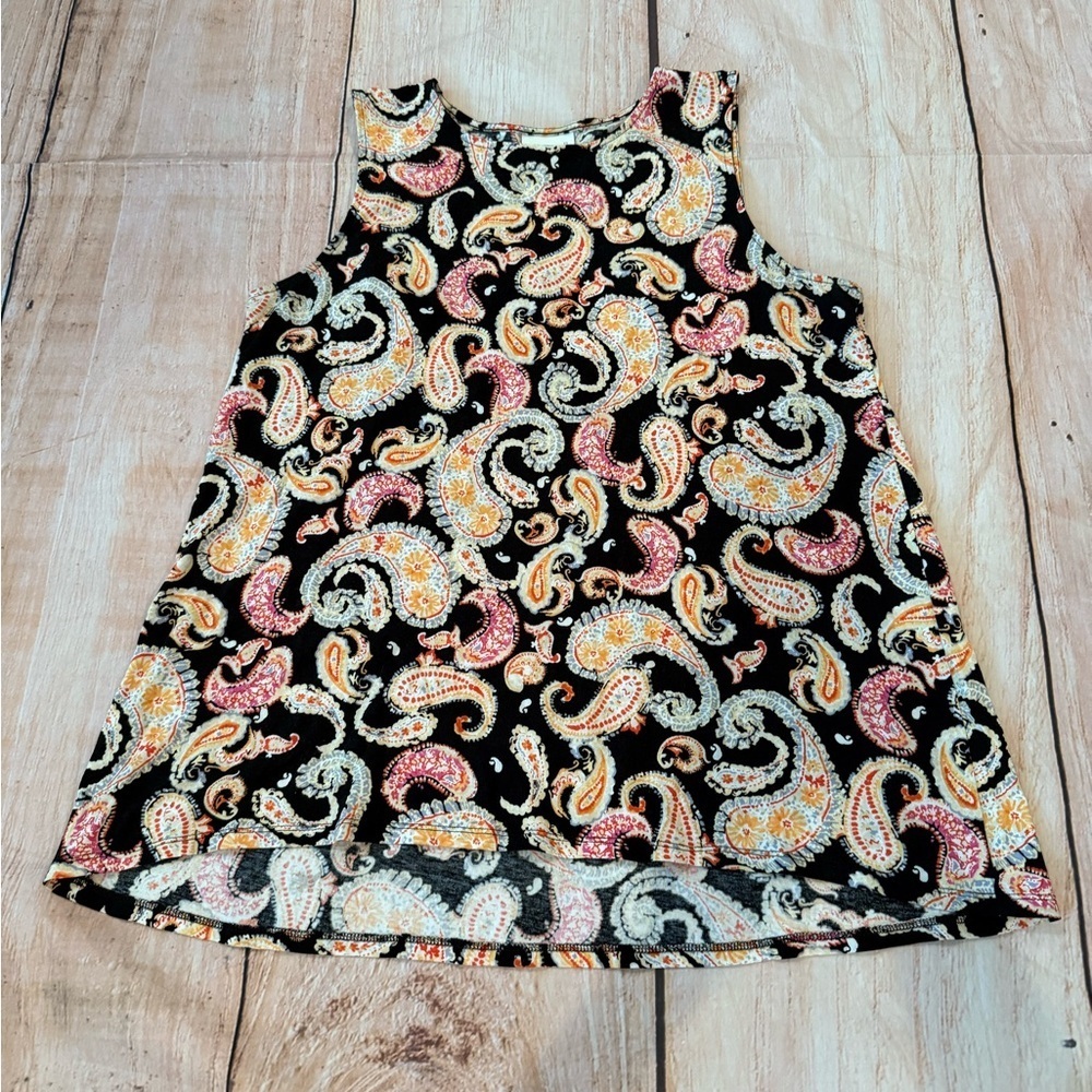 J. Jill Paisley Sleeveless Paisley Print Top Colorful Casual Tank Size Medium